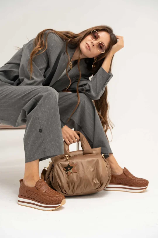 SKL-068 Taba Deri Kadın Loafer