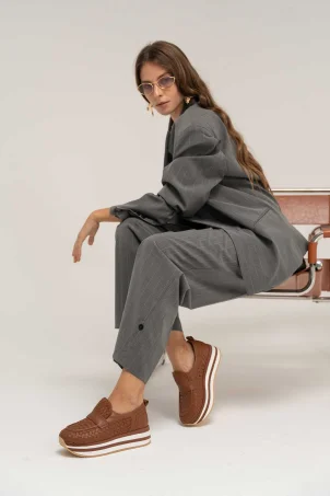 SKL-068 Taba Deri Kadın Loafer