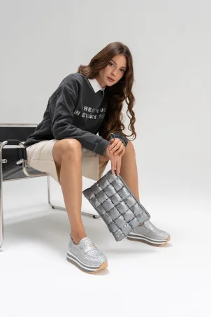 SKL-068 Lame Deri Kadın Loafer