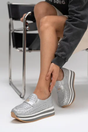 SKL-068 Lame Deri Kadın Loafer