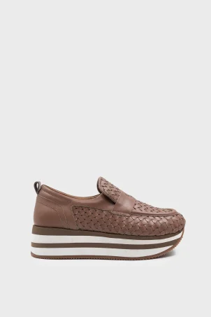 SKL-068 Nude Deri Kadın Loafer