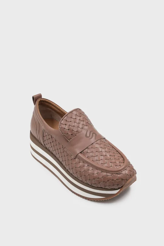 SKL-068 Nude Deri Kadın Loafer