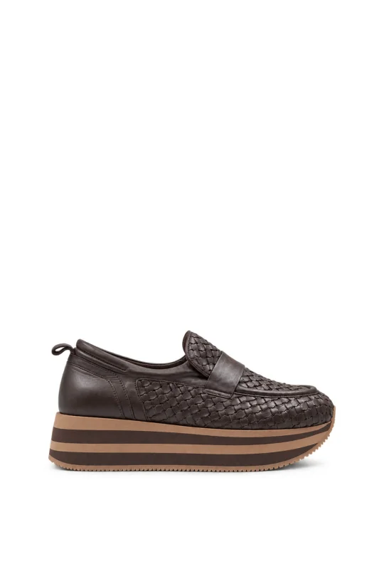 SKL-068 Kahverengi Deri Kadın Loafer