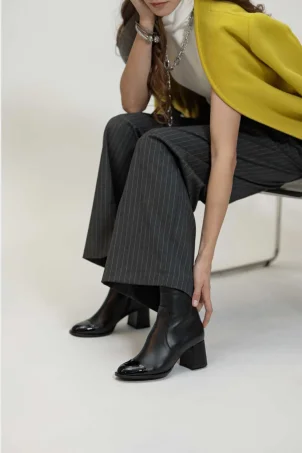 SKB-109 Siyah Deri Kadın Bot