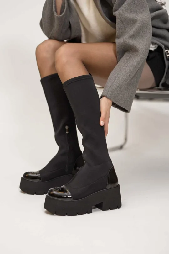 SKC-020 Siyah Rugan Kadın Çizme