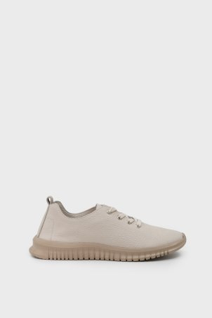 SKS-083 Bej Deri Kadın Sneaker
