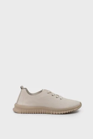 SKS-083 Bej Deri Kadın Sneaker