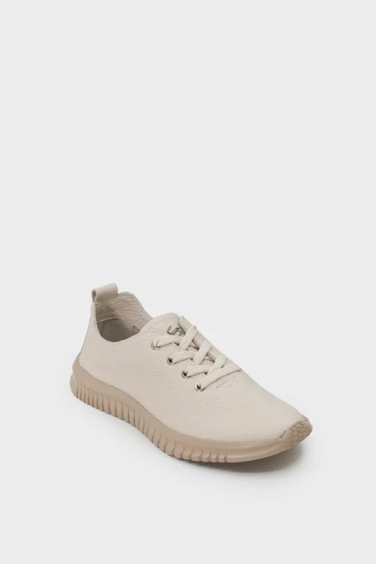 SKS-083 Bej Deri Kadın Sneaker