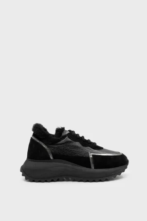 SKS-085 Siyah Deri Kadın Sneaker