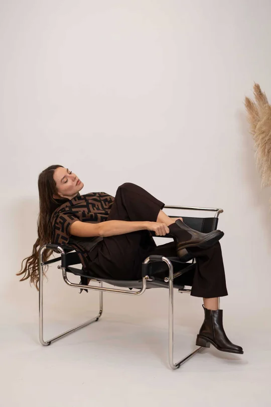 SKB-112 Kahverengi Deri Kadın Bot