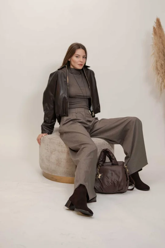 SKB-113 Kahverengi Süet Kadın Bot