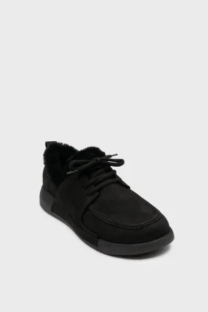 SKS-086 Siyah Nubuk Kadın Kürklü Sneaker