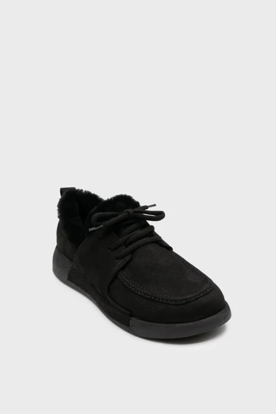 SKS-086 Siyah Nubuk Kadın Kürklü Sneaker