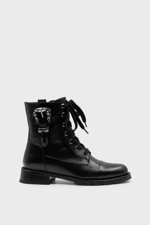 SKB-114 Siyah Deri Kadın Bot