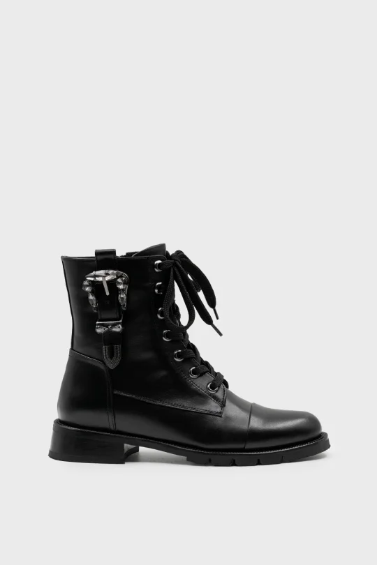 SKB-114 Siyah Deri Kadın Bot