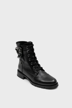 SKB-114 Siyah Deri Kadın Bot