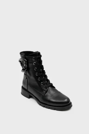 SKB-114 Siyah Deri Kadın Bot