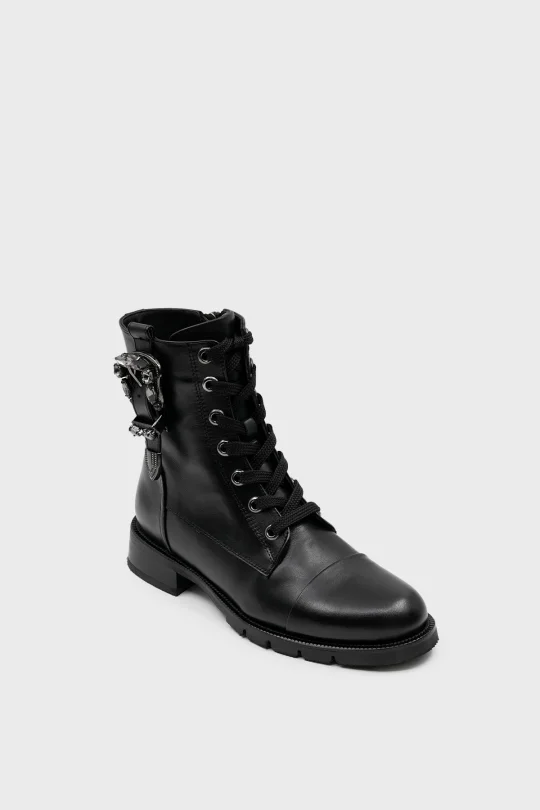 SKB-114 Siyah Deri Kadın Bot