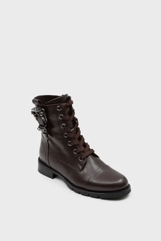 SKB-114 Kahverengi Deri Kadın Bot