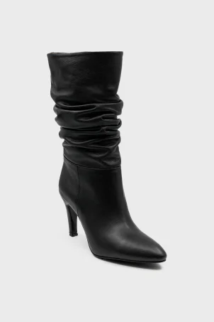 SKC-024 Siyah Deri Kadın Çizme