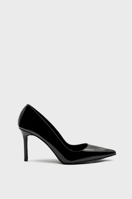 SKT-103 Siyah Rugan Kadın Topuklu Ayakkabı