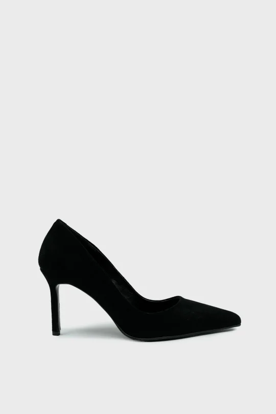 SKT-103 Siyah Süet Kadın Topuklu Ayakkabı