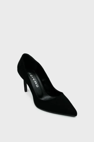 SKT-103 Siyah Süet Kadın Topuklu Ayakkabı