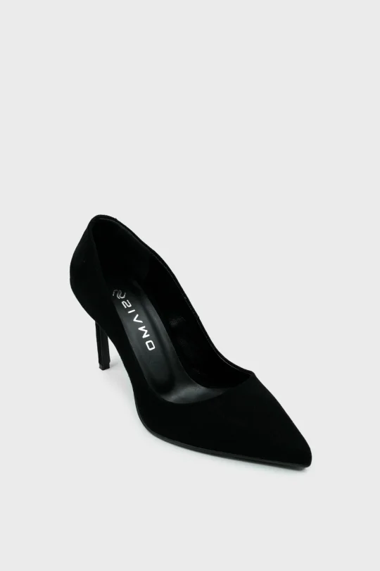 SKT-103 Siyah Süet Kadın Topuklu Ayakkabı