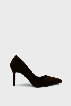 SKT-103 Kahverengi Süet Kadın Topuklu Ayakkabı