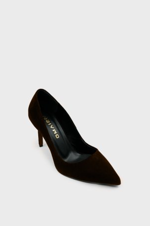 SKT-103 Kahverengi Süet Kadın Topuklu Ayakkabı