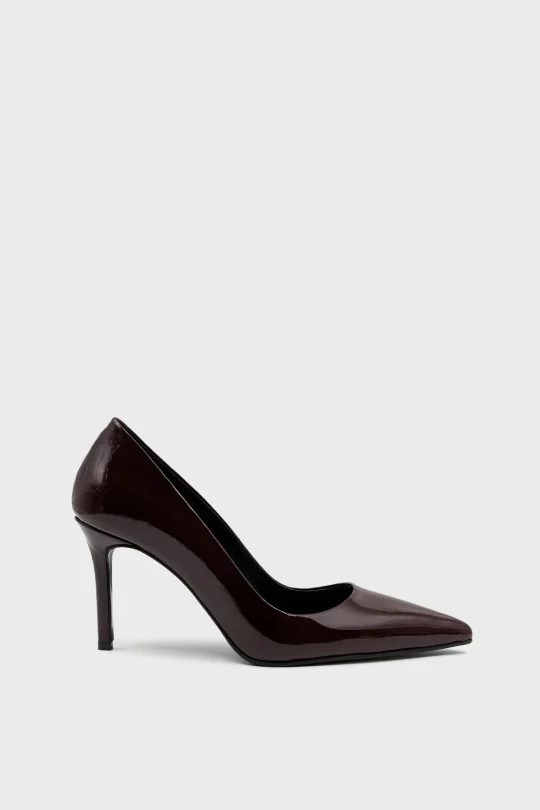 SKT-103 Bordo Rugan Kadın Topuklu Ayakkabı