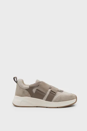 SKS-087 Bej Süet Lastikli Deri Kadın Sneaker