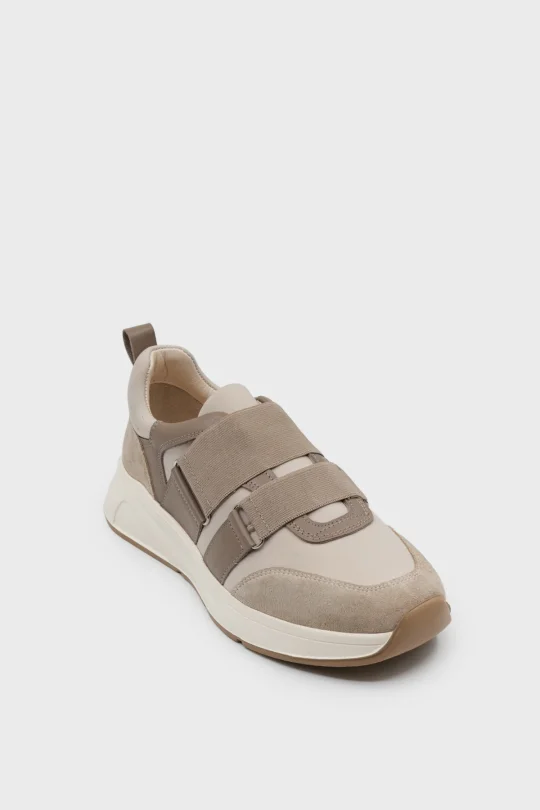 SKS-087 Bej Süet Lastikli Deri Kadın Sneaker