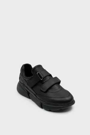 SKS-088 Siyah Deri Kadın Sneaker