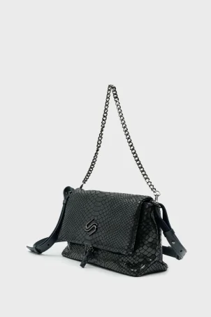 SCO-063 Siyah Yılan Kadın Omuz Çantası