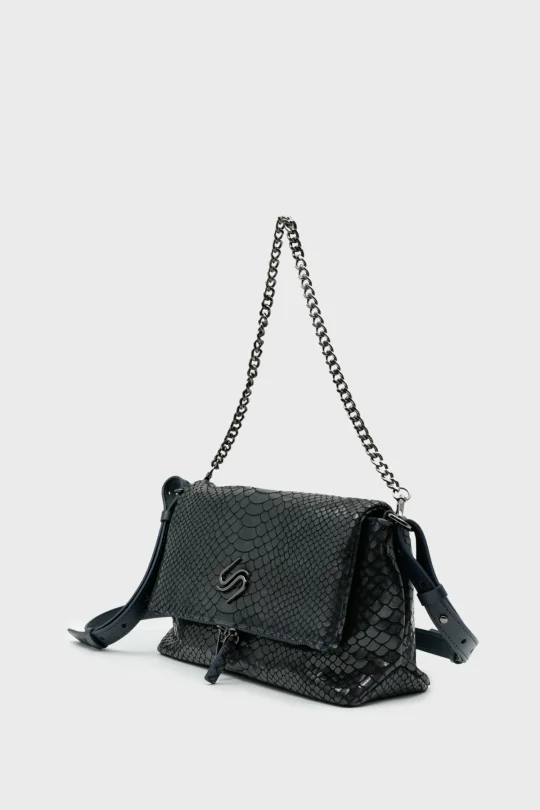 SCO-063 Siyah Yılan Kadın Omuz Çantası