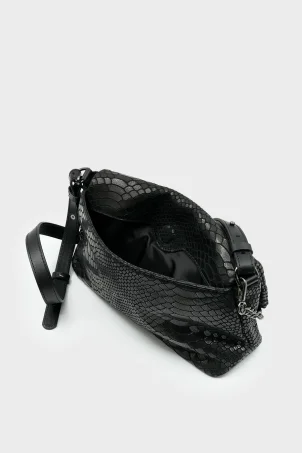 SCO-063 Siyah Yılan Kadın Omuz Çantası