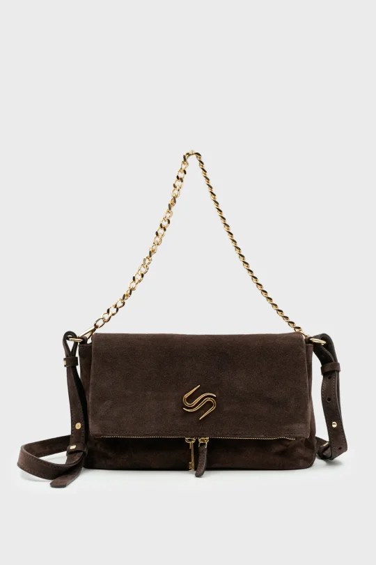 SCO-063 Kahverengi Süet Kadın Omuz Çantası