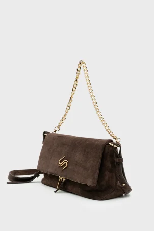 SCO-063 Kahverengi Süet Kadın Omuz Çantası