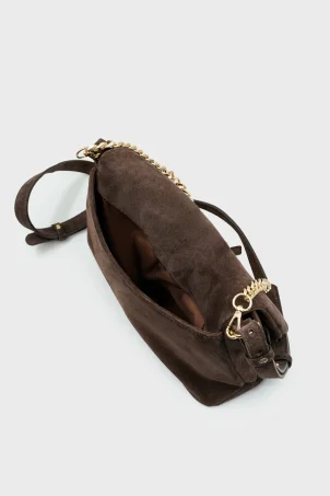 SCO-063 Kahverengi Süet Kadın Omuz Çantası