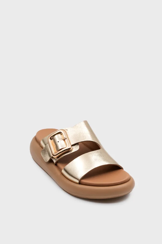 SKK-078 Gold Deri Kadın Terlik
