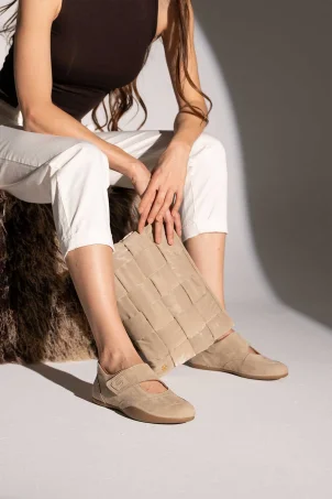 SKS-091 Bej Nubuk Kadın Sneaker