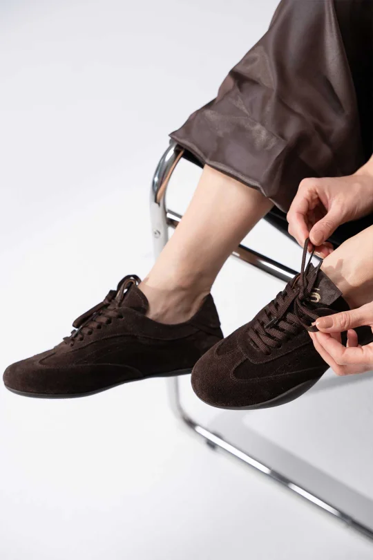 SKS-093 Kahverengi Süet Kadın Sneaker