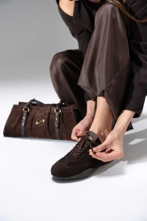 SKS-093 Kahverengi Süet Kadın Sneaker