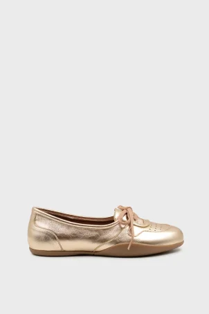 SKS-095 Gold Deri Kadın Sneaker