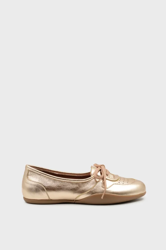 SKS-095 Gold Deri Kadın Sneaker