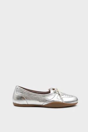 SKS-095 Gümüş Deri Kadın Sneaker