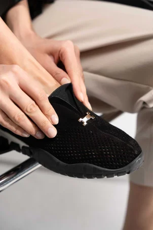 SKS-096 Siyah Süet Kadın Sneaker