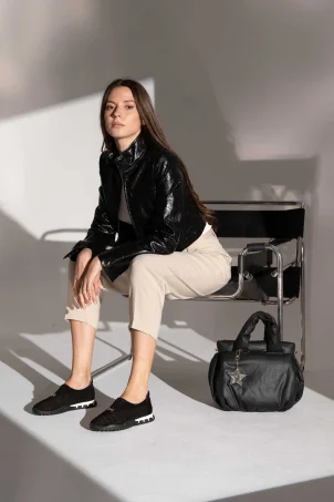 SKS-096 Siyah Süet Kadın Sneaker