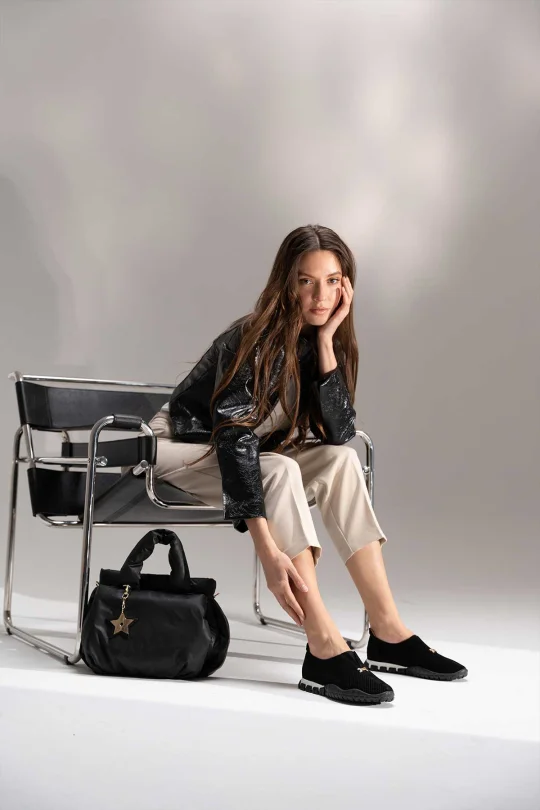SKS-096 Siyah Süet Kadın Sneaker